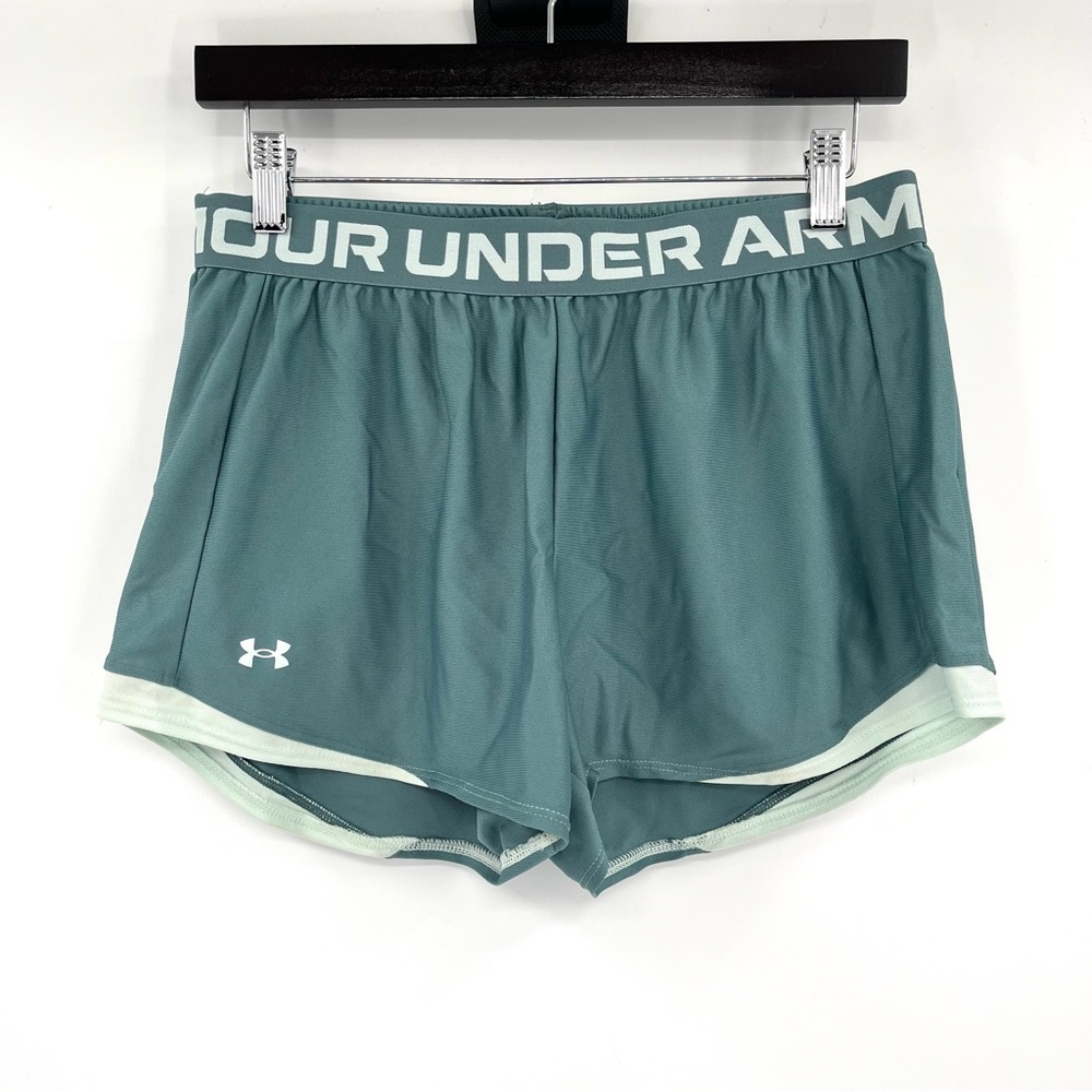 UNDER ARMOUR Play Up Shorts Women M Loose Fit Blue Active Shorts 3" Inseam Gym